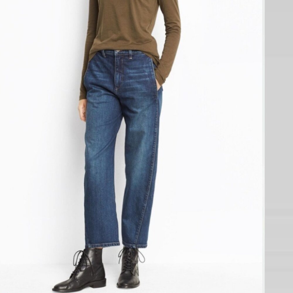 Vince High Rise Utility Cropped Denim Jean Blue 29